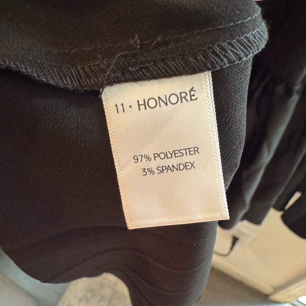 11 Honoré Black Satin Dress with Tie Neck - Picture 6 of 6